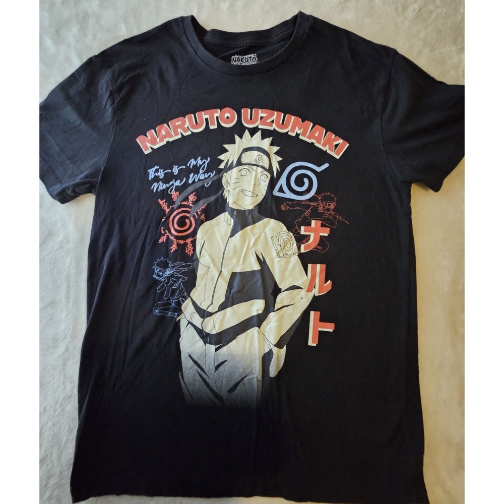 Naruto Shippuden Naruto Uzumaki Graphic T-Shirt Men's Large Black Anime Tee